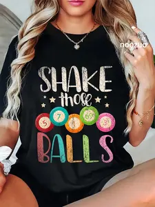 100% Cotton Funny Bingo Caller Gamble Lottery Shake Those Balls Bingo T-Shirt