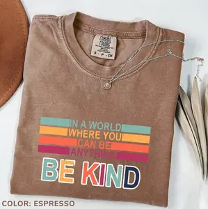 Comfort Colors In A World Where You Can Be Anything Be Kind T-Shirt, Be Kind Rainbow Shirt, Kindness Top, Trendy Graphic Tee, Retro Language Shirt, Gift Idea