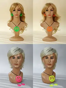 3pcs Colorful Peace Necklace Set with Earrings, Perfect for Parties, Festivals, Birthdays, Party Jewelry Gift Set