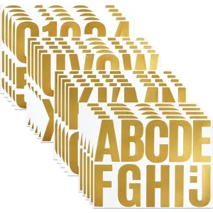 4 Inch Gold Letter Number Sticker, Self-Adhesive Waterproof & Tear-Resistant Large Capital Alphabet Stickers for Mailbox, Outdoor, Garden and Office - 20 Sheets