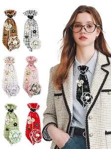 Handmade Campus Lace Plaid Bow Tie for Women, Multicolor, Elegant Party Accessory, Business, Uniform, Suit, Commute, Daily Use, Casual Elegant Tie