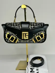 Pre-owned Balmain Leather x canvas Crossbody Bags Blaze Monogram Jacquard Pouch Crossbody Bag