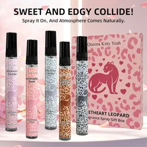 2026 New Queena Kitty Yeah Sweetheart Leopard 5-Piece 10ML Aroma Spray Gift Set, Multi-Use Fabric & Air Freshener Mist, Long-Lasting Spray