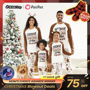 PatPat Christmas Pajamas Soft & Stretchy Family Matching  Long Sleeve Sets Cookie Baking Crew Patterned Sleepwear for Women Men Couples Adult Kids,Cute Pajama,Cozy Pajamas ,Flame Resistant,autumntok,wintertok,BFCM Early Bird