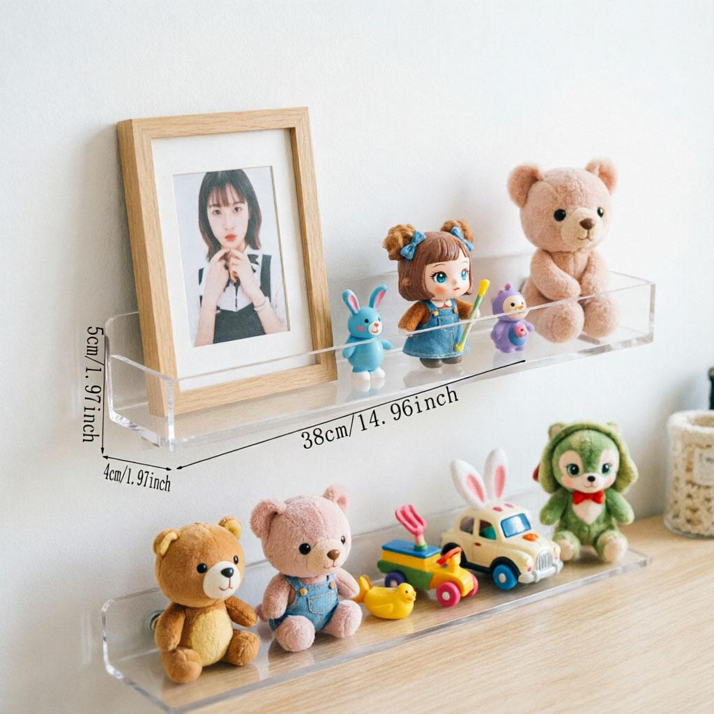 Bathroom wall mounted storage rack, perforated acrylic storage rack, kitchen multifunctional extendable seasoning rack, photo frame, aromatherapy, storage rack, figurine display rack, cosmetics storage rack 16.14×2.76×2.36 inch