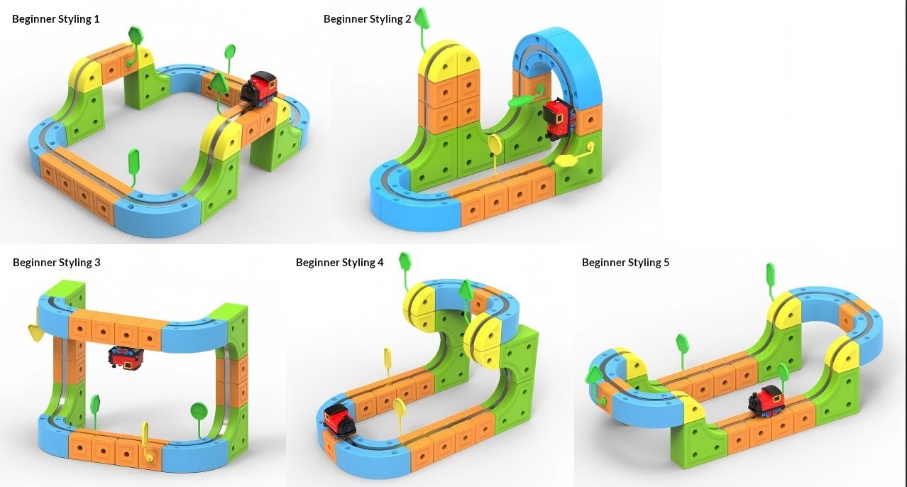 KlickRail Electric Train Set Flexible Race Track for 3 4 5 6 7 8 years old boys and girls, Building Toy Train Track Gravity-Defying 3D Embedded Layouts & Motorized Car, STEM Gift(Deluxe Set(155 Piece))