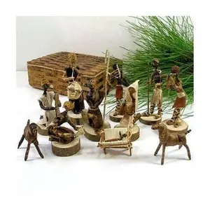 Global Crafts Nativity Set Handmade in Kenya From Banana Fiber