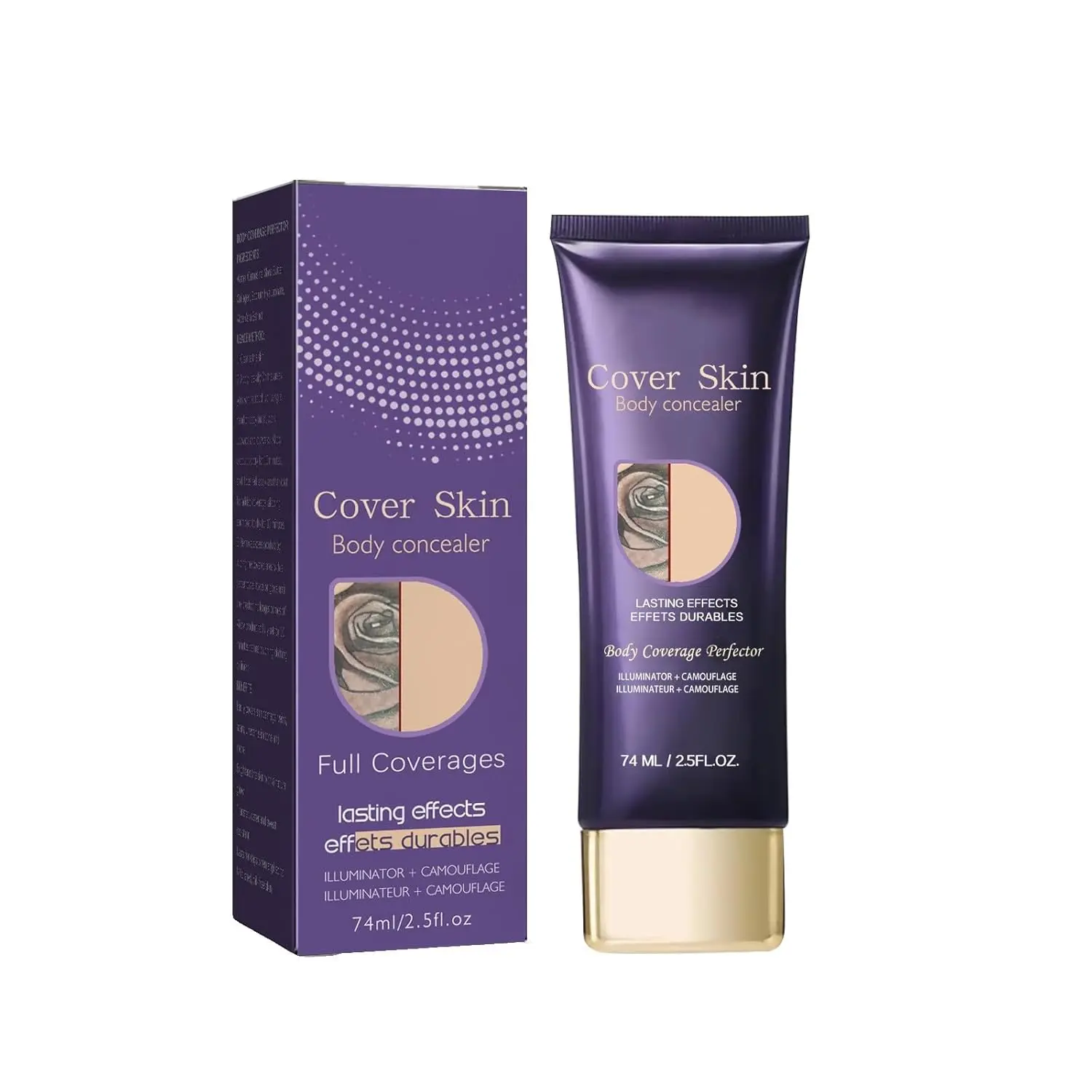 Waterproof Liquid Body & Leg Makeup Concealer, Full Coverage for Tattoo Cover-Up & Dark Spots, Long-Lasting, Smudgeproof, Transfer-Resistant (2.5 fl oz, Pack of 1)