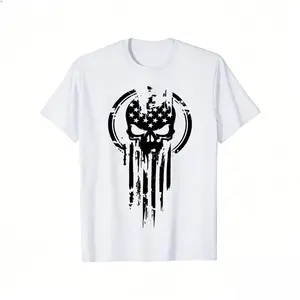 American Warrior T-Shirt - Casual Crew Neck, Short Sleeve, Lightweight Cotton Shirt, Fitted Design, Suitable for All Seasons - Menswear, Tops Streetwear Crewneck