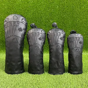 Poker Card Design Golf Club Head Cover, Waterproof & Durable Material, Ideal for Hybrid Drivers, Track Wooden Cover, Golf Accessories