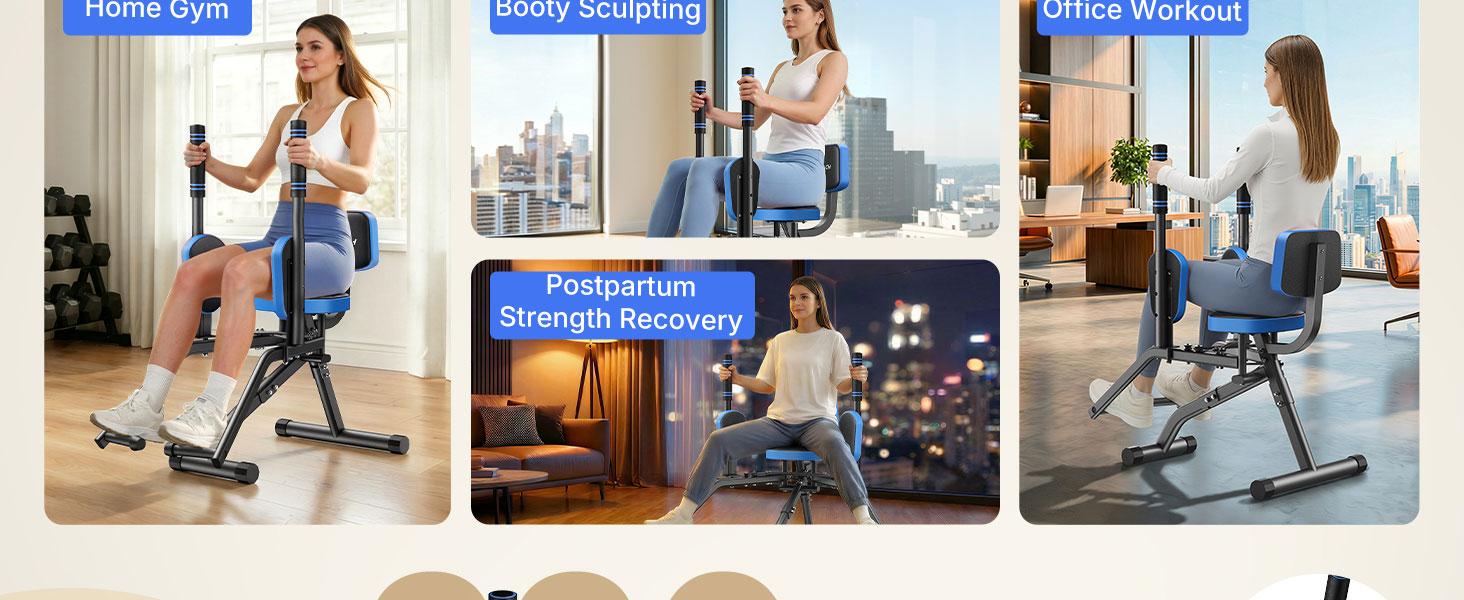 Merach Hip Abductor Machine for Home Gym Upper Back Exerciser, Adjustable Glute Trainer, Thigh Workout Equipment for Hip Sculpting & Butt Lifting