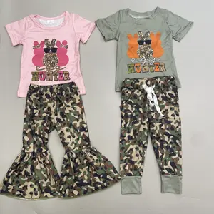 kids Easter Clothing Set Boy Easter Clothes Bunny Camo Pants Set