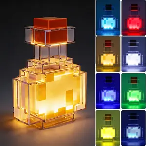 Pixel Style Acrylic Potion Lamp | 8 Color Modes | Touch Control LED Night Light 8-Color Pixelated Potion Bottle Lamp | RGB Bedside Light | USB Powered