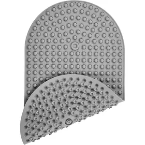 Bath Mat for Tub Non Slip, Bubble Massage Anti Slip Shower Mat with 27 x 15 Inches for Easy Storage, Washable Bathtub Floor Mats for  Ages, Grey, Oval