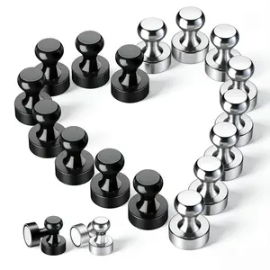 Brushed Nickel Strong Magnet Thumbtacks (0.47x0.47in) - Black Metal, Easy Grip, Strong Pull, Magnetic Attachment - Home Improvement Kitchen Fixture Accessories for Refrigerators, Whiteboards，kitchen accessory.