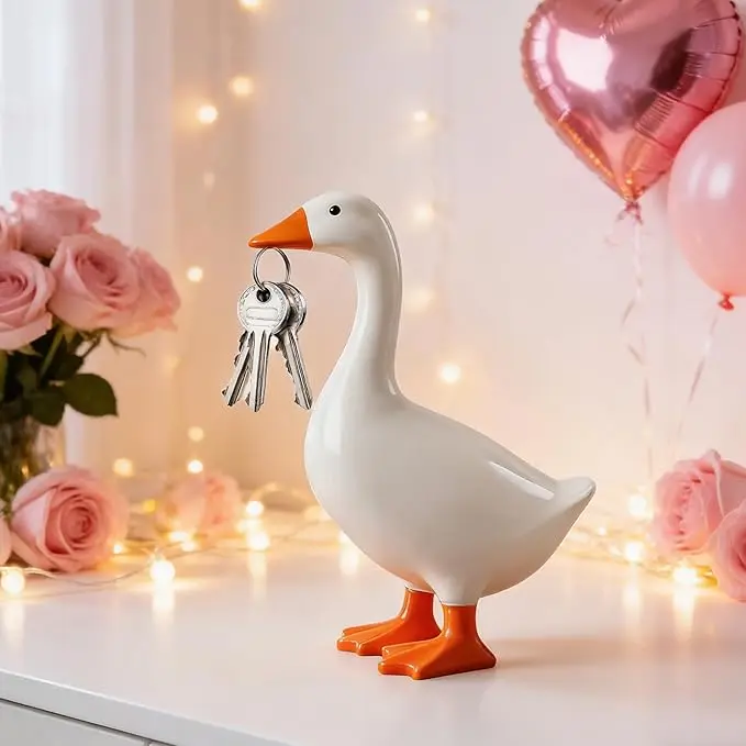 netic Goose Key Holder, Resin Goose Statue for Key Hanger, Kawaii Duck Magnetic Figurines, Funny K