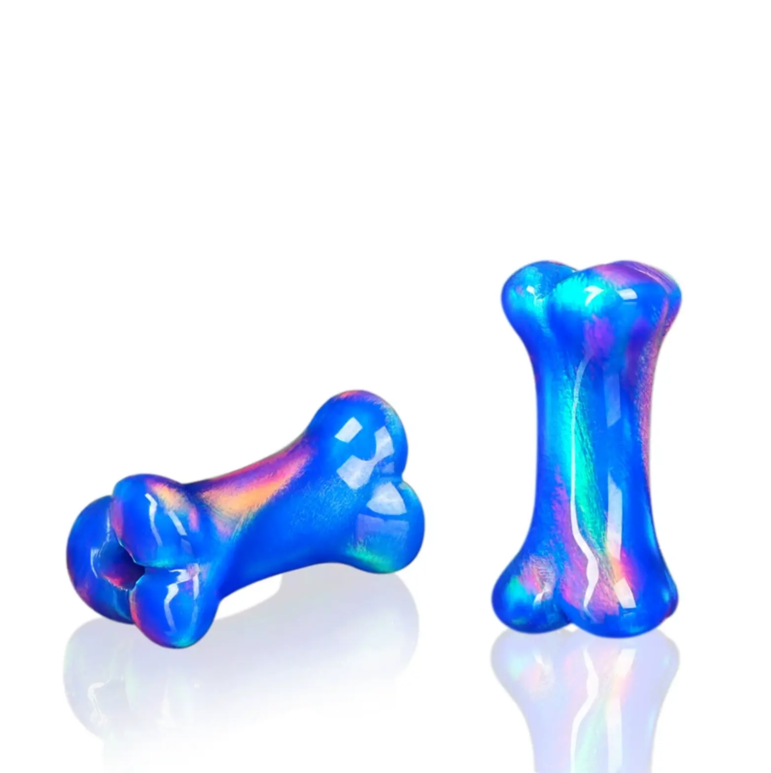 Aurora Lab-Opal Bead - Bone Shaped Synthetic Bead with Vibrant Blue Hue and Iridescent Accents for Unique Jewelry Pieces