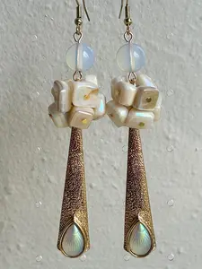 Prismatic Shell Earrings - Funky Jewelry, Handmade Indie Dangle, Artisan Accessory, Unusual Boho Hippie Aesthetic, Unique Fashion Gift