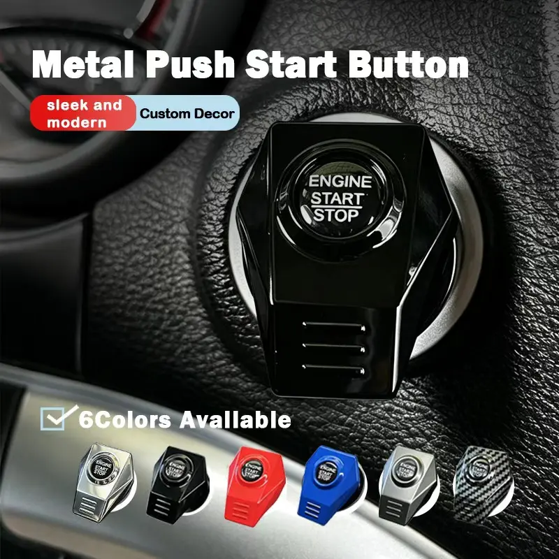 Metal Push Start Button Cover, Car Engine Start Stop Button Cover, Push To Start Button Cap, Sleek Modern Design, Car Interior Accessories