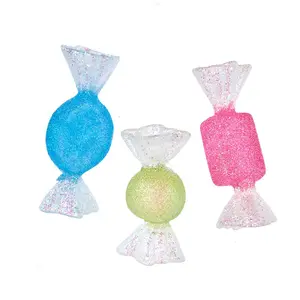Candy Retro Pieces Ornament Pink Green Blue 3.5" Set 3 Plastic Christmas