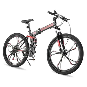 26" Folding Mountain Bike Shimano 21 Speed Bicycle Full Suspension MTB 26inch
