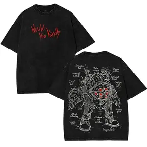 Bioshock would you kindly best daddy v3 art horror fsp game movie Game Washed Tshirt Tanktop 2 Sided Cotton unisex Streetwear Tops 90s graphic tees