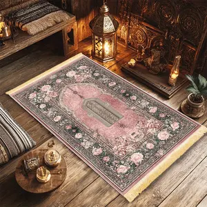 Extra Large Islamic Prayer Mat, Non-Slip Foldable with Tassels, Elegant Design, Ideal for Home & Mosque Use, Muslim Prayer Rugs