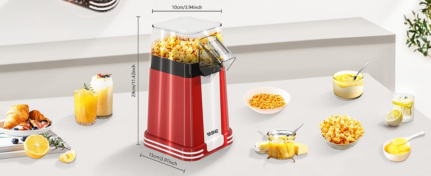 YASHE Hot Air Popcorn Popper Maker - Retro Fast Popcorn Machine, Healthy Oil-Free Design, Ideal for Home Movie Nights and Holiday Gifts