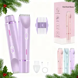 2 in 1 Dual Head Women's Electric Shaver for Men and Women Hair Removal Trimmer and Bikini Trimmer for Face, Arms, Underarms, Thighs, Body - Ideal Christmas Gift, Arm and Leg Grooming, Underarm Shaving, Dual Head Shaver, Compact Shaver, Unisex