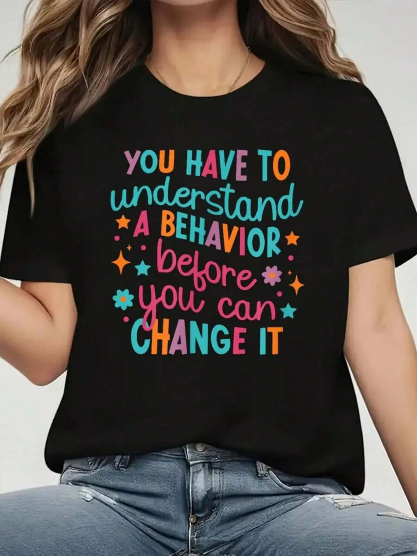 Women' ABA Therapist T-Shirt - ABA Relax Professional & Casual Wear, Loose Fit Round Neck Short Sleeve Top with ABA Relax Print, Machine Washable for Therapists,, Staff (Comfortable Everyday Tee)