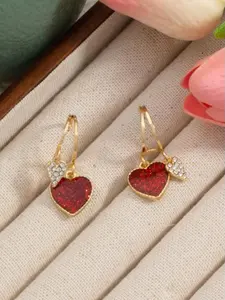 Elegant Red Heart Pendant Earrings - Unique Minimalist Design For Women, Suitable As Valentine's Day Gift