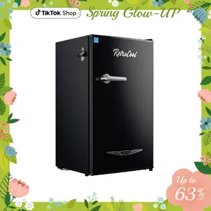 Upstreman mini fridges Retro BR321 PRO 3.2 Cu.Ft with Bottle Opener Energy Saving Adjustable Thermostat Metal Handle LED Lamp Small Refrigerator for Bedroom Office Dorm Mini Fridge Freezer Mini Refrigerator pantry drink fridge skincare fridge Square