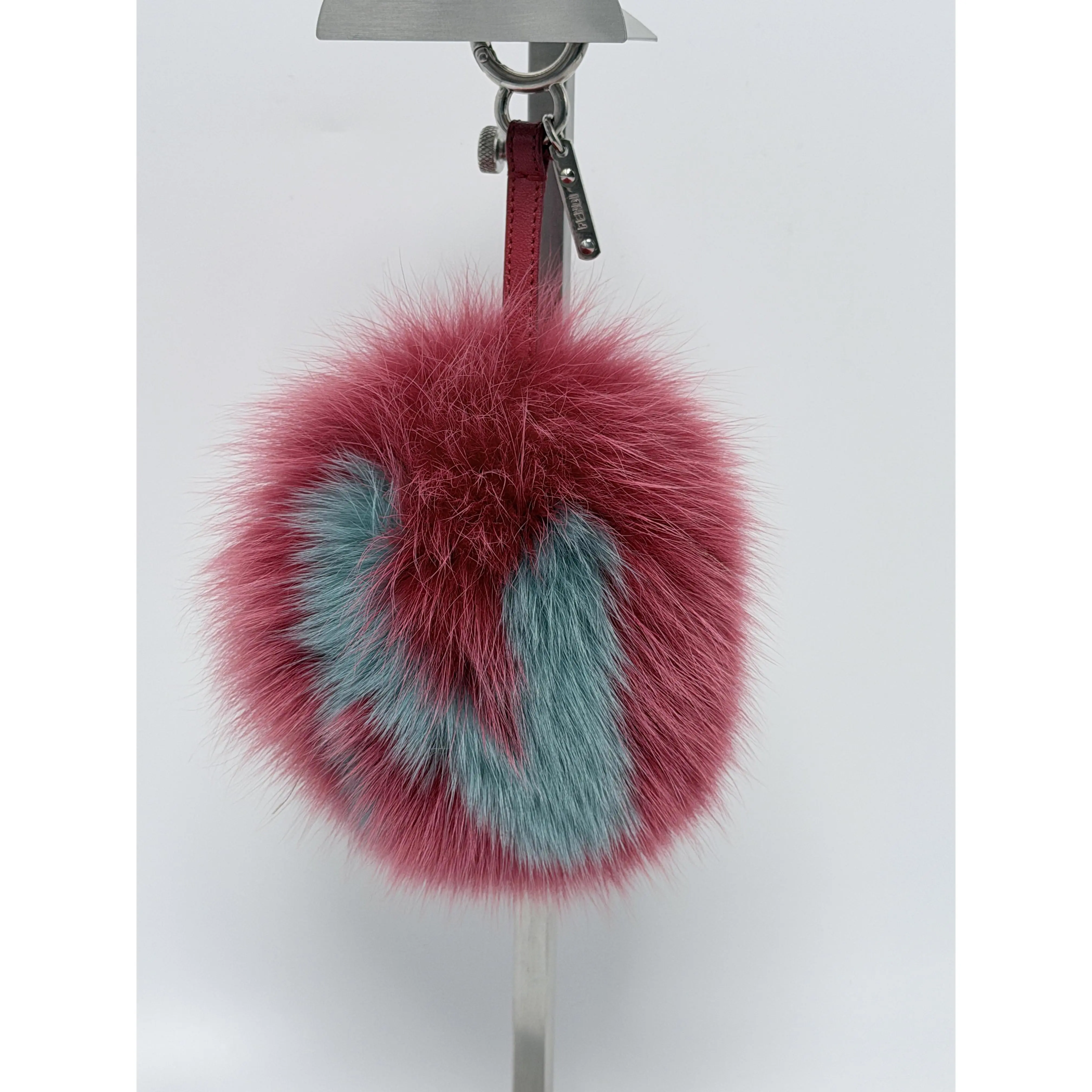 Pre-owned FENDI Plush-style textile Bag Accessories Pink and Blue Letter Bag Charm Keychain JD668FD