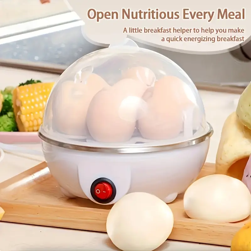Mini Egg Cooker, Egg Maker, Multifunctional Steamer with Transparent Lid, Large Capacity, Fits 7 Eggs, Space Saving, Essential Kitchen Accessory