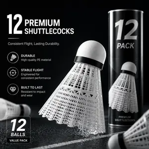 12PCS Nylon Badminton Shuttlecocks, Durable Plastic Birdies for Indoor & Outdoor Training, Practice Shuttlecocks for Students & Beginners