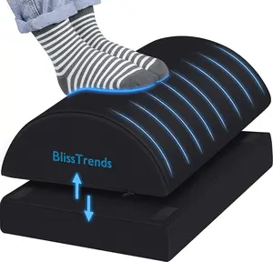 Blisstrends Foot Rest for under Desk at Work-Versatile Foot Stool with Washable Cover-Comfortable Footrest with 2 Adjustable Heights for Car,Home and Office to Relieve Back,Lumbar,Knee Pain-Black BlissTrends