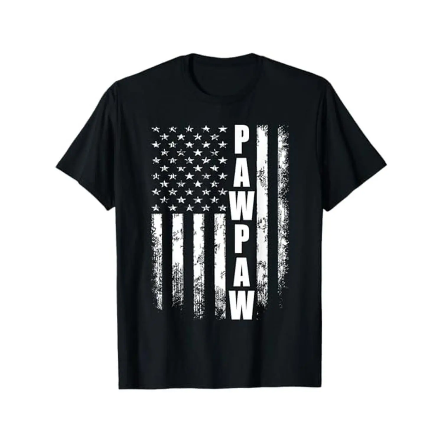 Men's 100% Cotton Round Neck Short-Sleeve Casual T-Shirt - Unisex Fit, Bold Pawpaw Graphic Pops, Flag Print, Multi-Size, Ideal Father's Day Gift, Pawpaw Humor Art