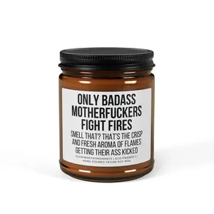 Badass Firefighter 9oz Small Candle - First Responder Humor 4oz Mini Gag Gift, Non-Toxic, 100% Natural Soy Wax, Eco-Friendly, Perfect for Probie Initiation & Station Anniversaries candles