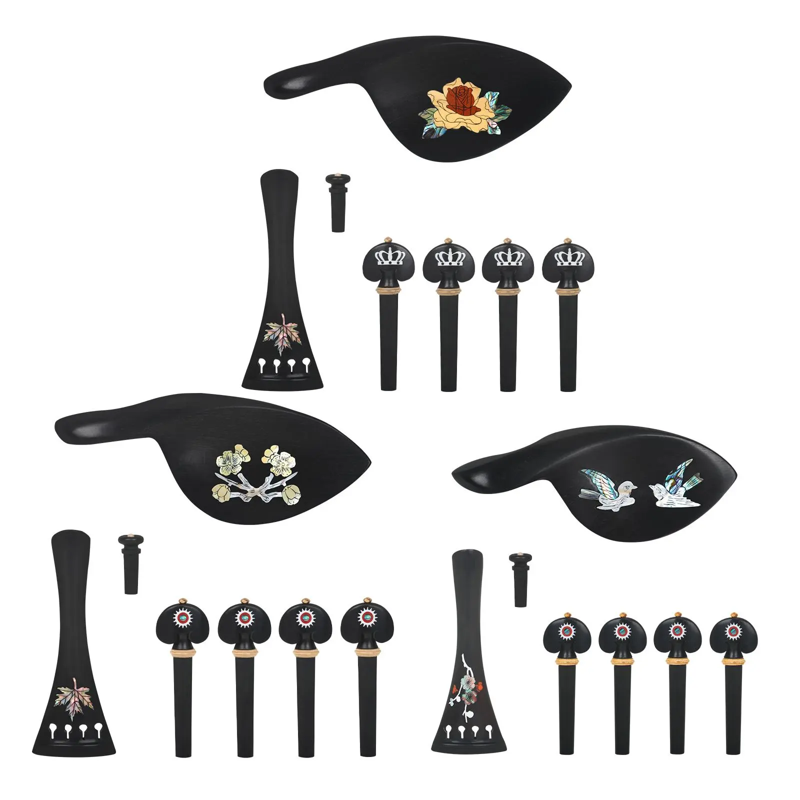 Violin Accessories Set, Including Violin Tuning Peg & Violin Chinrest & Violin Tailpiece & Violin Endpin, Music Accessories