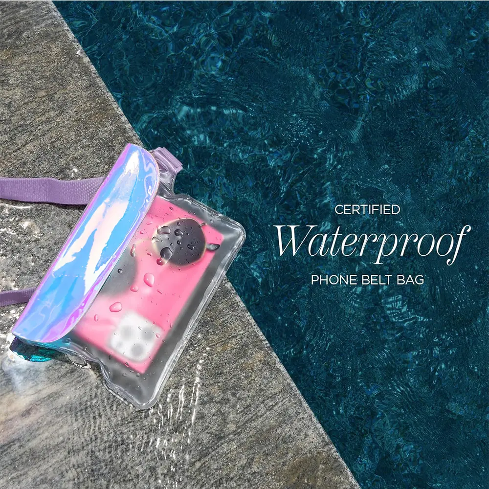 Adjustable Waterproof Waist Pack - Iridescent Transparent Outdoor Dry Bag for Swimming & Rafting, Boating Accessory, Crossbody Phone Pouch, Waterproof Belt Bag