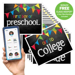 First & Last Day of School Signs + BONUS App Membership | Photo Prop Deck for 16 Grades | 4 Design Options