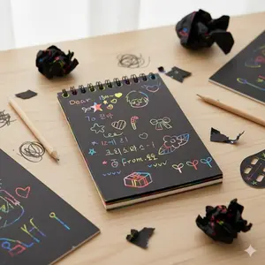 DIY Rainbow Scratch Art Book for Kids - Magic Reveal 3-Color Surprise, Portable Safe Rounded Corner Design, Creative Doodle Craft Kit, Perfect Gift for Children & Family Bonding Activity, Reusable Fun Educational Toy, Doodle Books