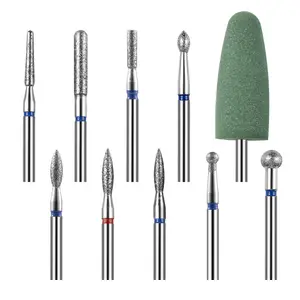 Professional Diamond Carbide Nail Drill Bits Set, 10-Piece for Acrylic Nails, Cuticle Remover, Manicure Pedicure Tools, Unscented, Nail Art Diy, Nail Supplies, Nail Tech Supplies, Nail Art Accessories