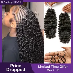 LUVME Readitress™ Pre-Separated Feather Crochet Human Hair Extensions Deep Wave / Kinky Straight / Silky Straight Protective Style miracle knots 1 Pack Solution(Full Head Pack) Beginner Friendly Limited Time Offer TikTok Exclusive #luvmenewarrivals