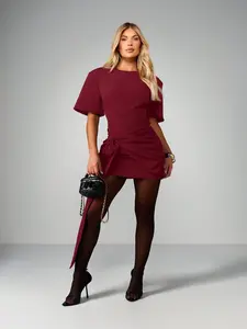 MISSGUIDED Short Sleeve Mini Dress With Side Tie