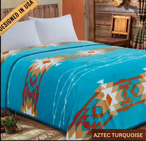 Rodeo ™ Aztec Turquoise Flannel King Throw 2.2KG
