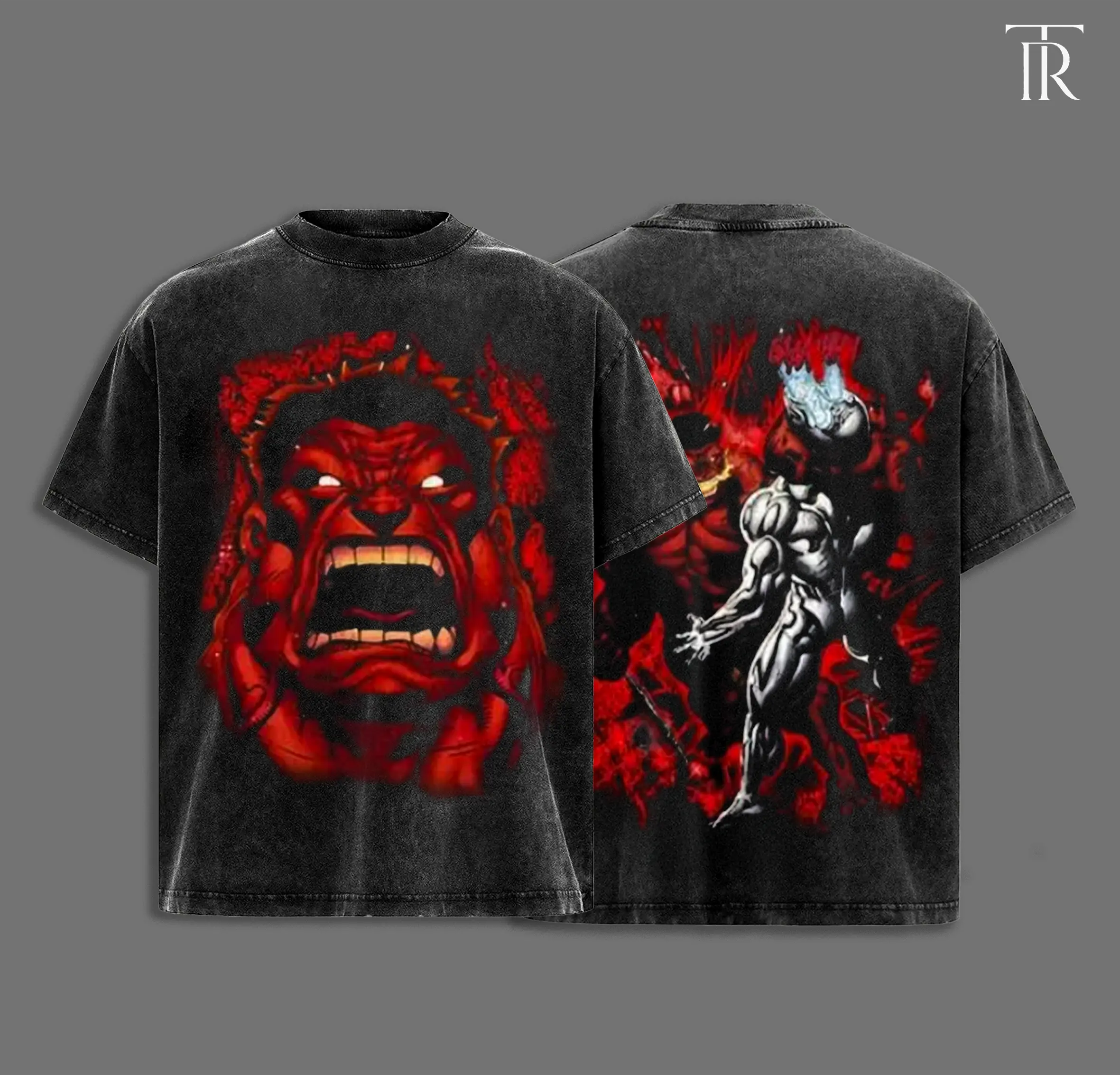 Red HHulk - MCUU verse Edition Double Printed Oversize Lightweight TV series Vintage Graphic Design Top Cotton Comic Superheroes Streetwear T-Shirt Clothes Menswear Womenswear.