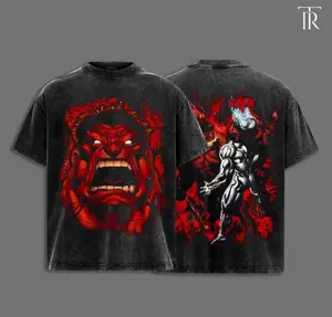 Red HHulk - MCUU verse Edition Double Printed Oversize Lightweight TV series Vintage Graphic Design Top Cotton Comic Superheroes Streetwear T-Shirt Clothes Menswear Womenswear.