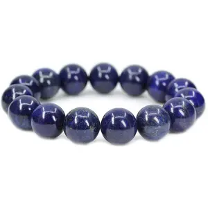 Natural Dyed Lapis Lazuli Gemstones Healing Power Elastic Stretch 14mm Beads Beaded Bracelet 7" Mens