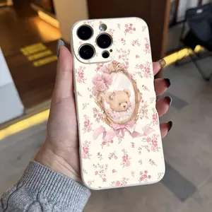 This adorable pink floral bow bear-themed TPU full-coverage phone case is drop-proof and non-slip, suitable for iPhone 17, 16, 15, 14, 13, 12, 11, XS, X, Samsung, and other models. It makes a great gift for friends or family.